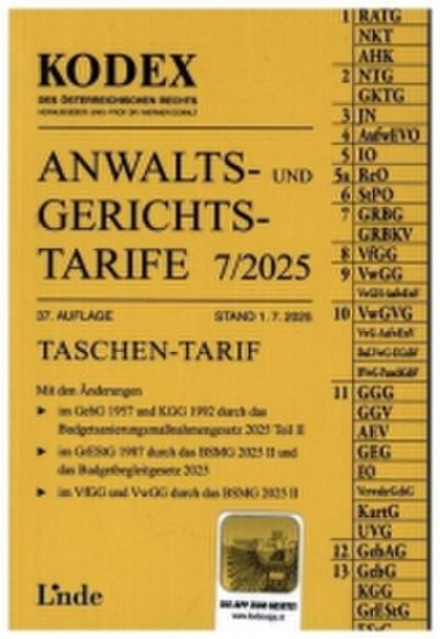 KODEX Anwalts- und Gerichtstarife 7/2025