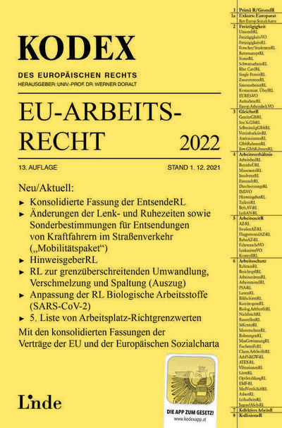 KODEX EU-Arbeitsrecht 2022
