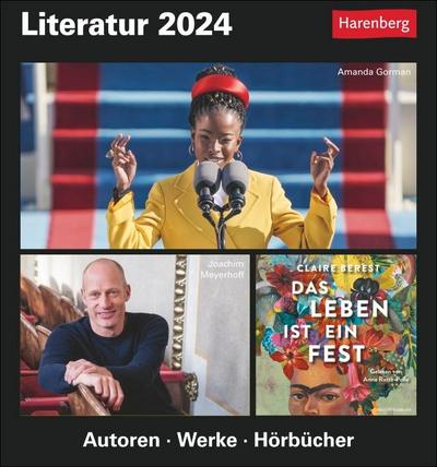 Literatur Tagesabreißkalender 2024. Tischkalender für jeden Tag mit den Größen der Literatur. Tageskalender 2024 zum Abreißen mit Literatur-Quiz für Bibliophile