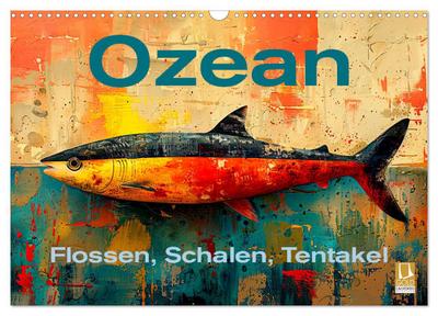 Ozean - Flossen, Schalen, Tentakel (Wandkalender 2026 DIN A3 quer), CALVENDO Monatskalender