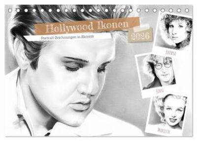 Hollywood Ikonen in Bleistift (Tischkalender 2026 DIN A5 quer), CALVENDO Monatskalender
