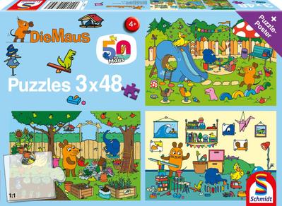 Ein Tag mit der Maus, 3x48 Teile Puzzle