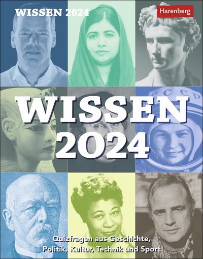 Wissen Tagesabreißkalender 2024. Schlaue Fragen von A-Z in einem Tischkalender für jeden Tag. Kleiner Kalender zum Aufstellen und Aufhängen mit Quizfragen für Rätselfans