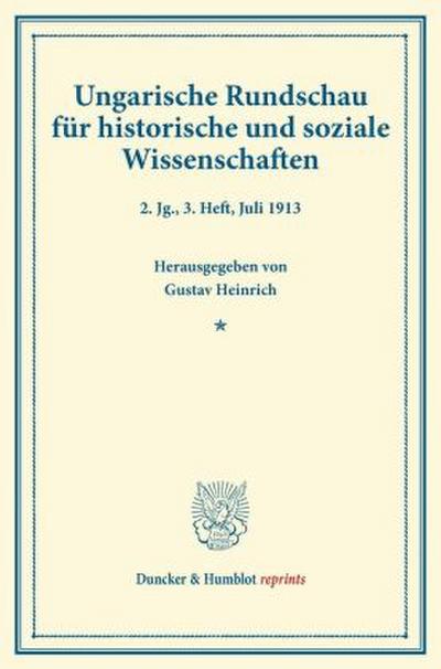 Ungarische Rundschau für historische und soziale Wissenschaften.