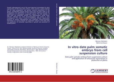 In vitro date palm somatic embryo from cell suspension culture