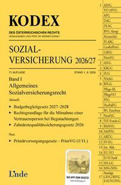 KODEX Sozialversicherung 2026/27, Band I