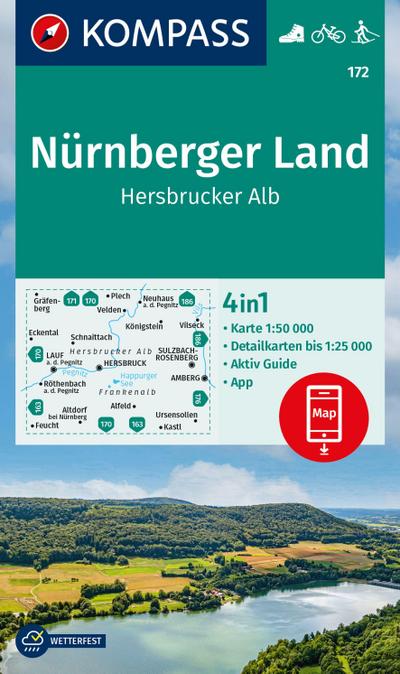 KOMPASS Wanderkarte 172 Nürnberger Land, Hersbrucker Alb 1:50.000 