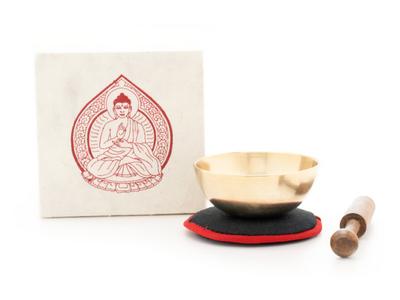 Klangschalen-Set in Box Mini Creme mit Buddha