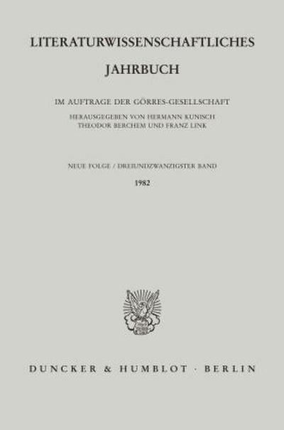 Literaturwissenschaftliches Jahrbuch.. Bd.23/1982