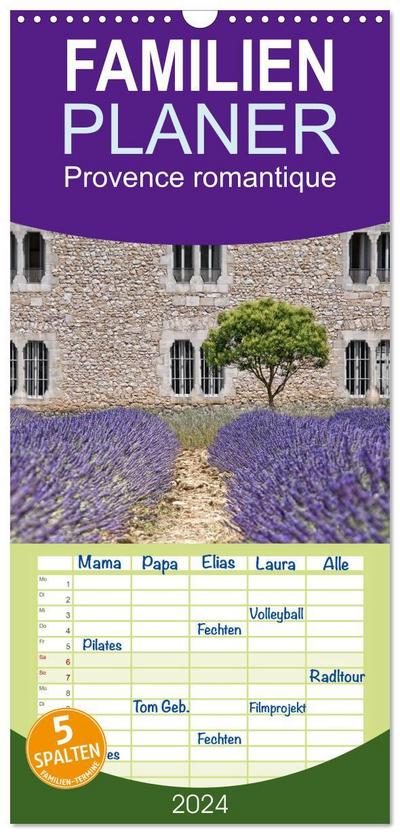 Familienplaner 2024 - Provence romantique mit 5 Spalten (Wandkalender, 21 x 45 cm) CALVENDO