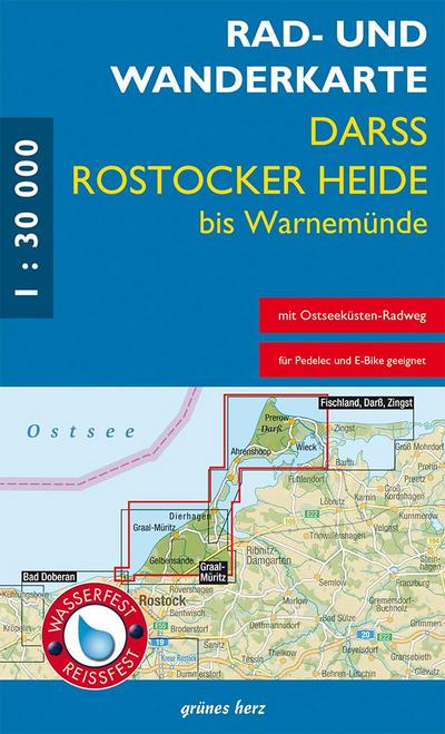 Rad- und Wanderkarte Darß, Rostocker Heide bis Warnemünde