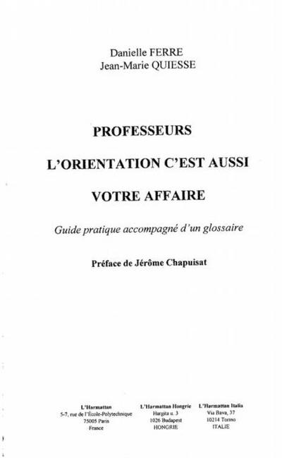 Professeurs l’orientation c’est aussi vo