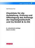 Checkliste 7 für die Aufstellung, Prüfung und Offenlegung des Anhangs der Kapitalgesellschaft und Co/GmbH & Co KG