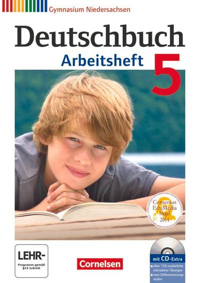 Deutschbuch 5. Schuljahr. Arbeitsheft mit Lösungen und Übungs-CD-ROM. Gymnasium Niedersachsen