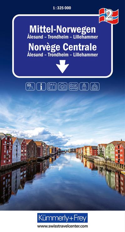 Kümmerly+Frey Regional-Strassenkarte 2 Mittel-Norwegen 1:325.000