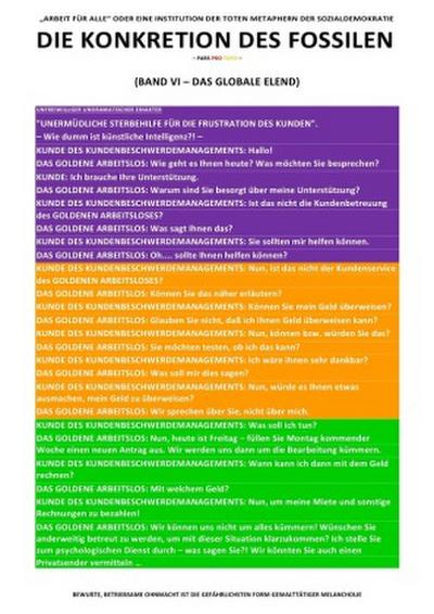 DIE KONKRETION DES FOSSILEN / DIE KONKRETION DES FOSSILEN - "ARBEIT FÜR ALLE" ODER EINE INSTITUTION DER TOTEN METAPHERN DER SOZIALDEMOKRATIE (BD 6/6)