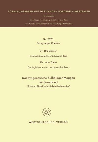 Das syngenetische Sulfidlager Meggen im Sauerland