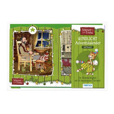 TRÖTSCH - Windlicht Adventskalender "Pettersson und Findus" | Weihnachtskalender mit 24 leuchtenden Motiven