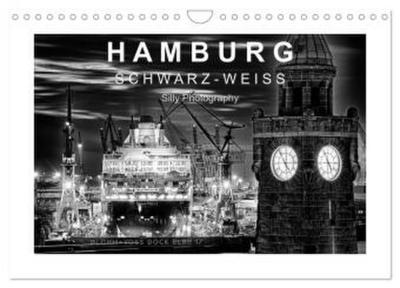 Hamburg in schwarz-weiss (Wandkalender 2026 DIN A4 quer), CALVENDO Monatskalender