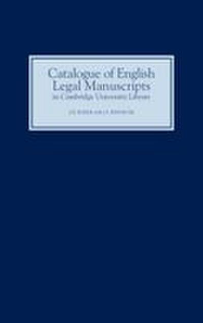 Catalogue of English Legal Manuscripts in Cambridge University Library