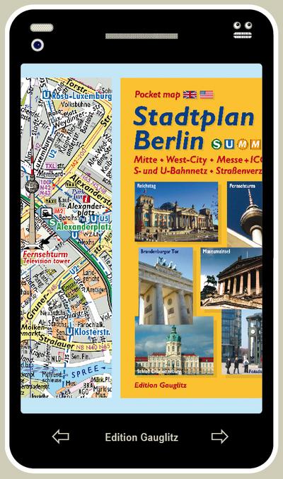 Stadtplan Berlin in Handy-Look