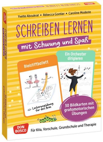 Schreiben lernen mit Schwung und Spaß. 30 Bildkarten mit grafomotorischen Übungen, m. 1 Beilage