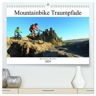 Mountainbike Traumpfade (hochwertiger Premium Wandkalender 2024 DIN A2 quer), Kunstdruck in Hochglanz