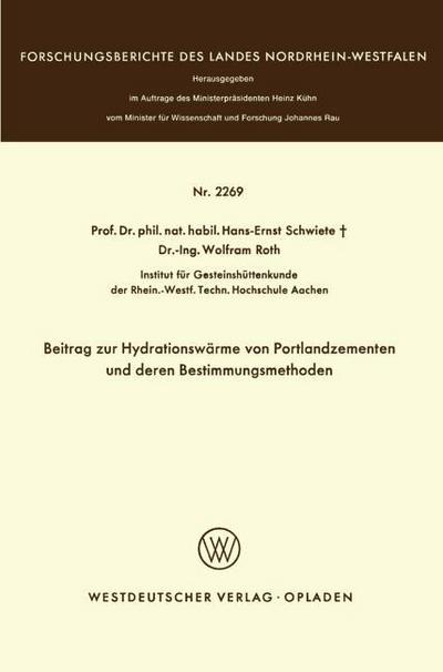 Beitrag zur Hydrationswärme von Portlandzementen und deren Bestimmungsmethoden