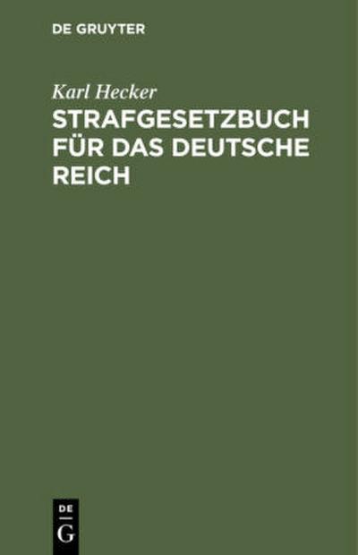 Strafgesetzbuch für das Deutsche Reich