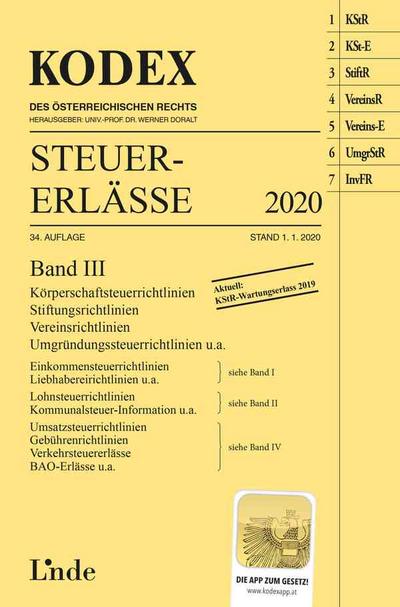 KODEX Steuer-Erlässe 2020 Band III (Kodex des Österreichischen Rechts)