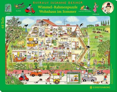 Wimmel-Rahmenpuzzle ’Wohnhaus im Sommer’