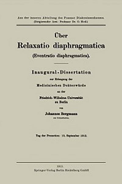 Über Relaxatio diaphragmatica (Eventratio diaphragmatica)
