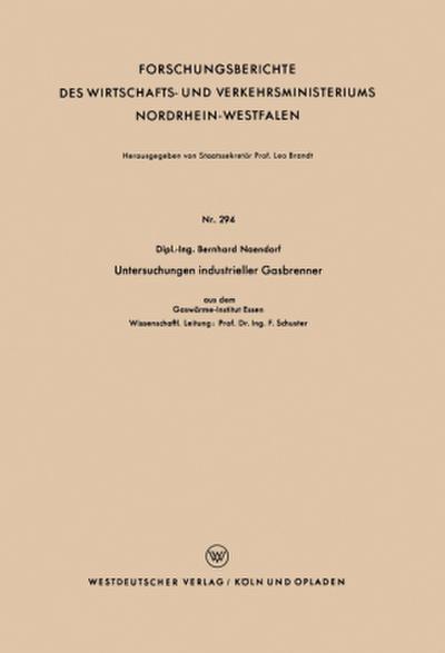 Untersuchungen industrieller Gasbrenner