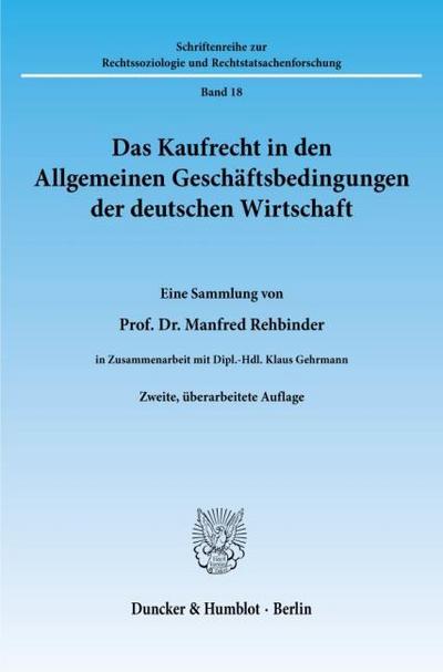 Das Kaufrecht in den Allgemeinen Geschäftsbedingungen der deutschen Wirtschaft.