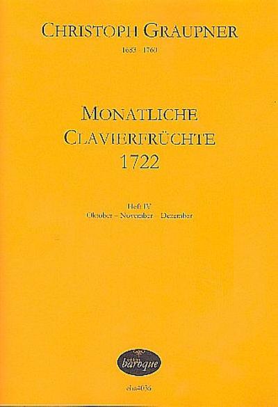 Monatliche Clavierfrüchte 1722 Band 4 (Oktober - November - Dezember)für Tasteninstrumente