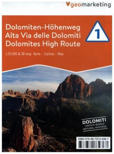 3D-Wanderkarte Dolomiten-Höhenweg 1