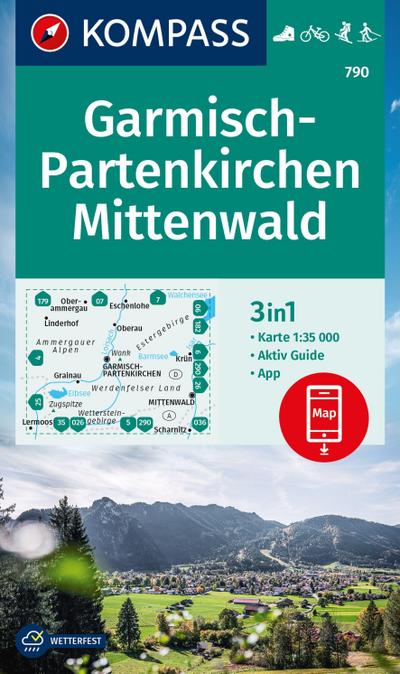 KOMPASS Wanderkarte 790 Garmisch-Partenkirchen, Mittenwald 1:35.000