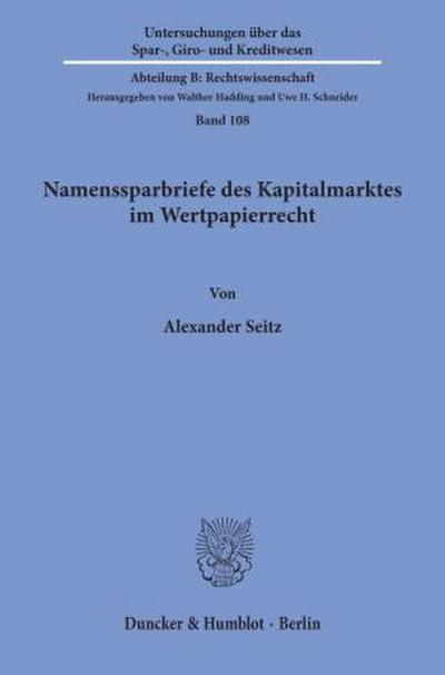 Namenssparbriefe des Kapitalmarktes im Wertpapierrecht.