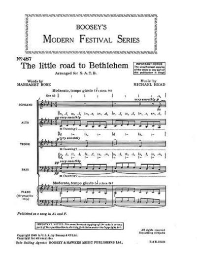 The little road to Bethlehem: Weihnachtslied. gemischter Chor (SATB). Chorpartitur.