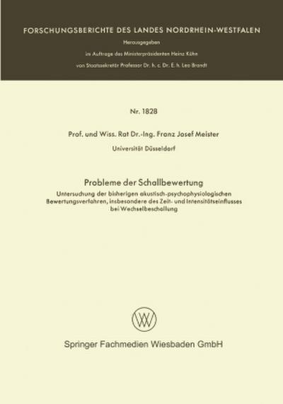 Probleme der Schallbewertung