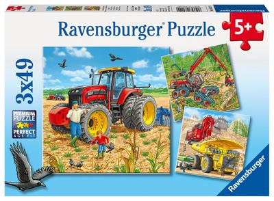 Ravensburger Kinderpuzzle - 08012 Große Maschinen - Puzzle für Kinder ab 5 Jahren, Puzzle mit 3x49 Teilen