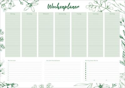 Schreibunterlage Design mit Wochenplan