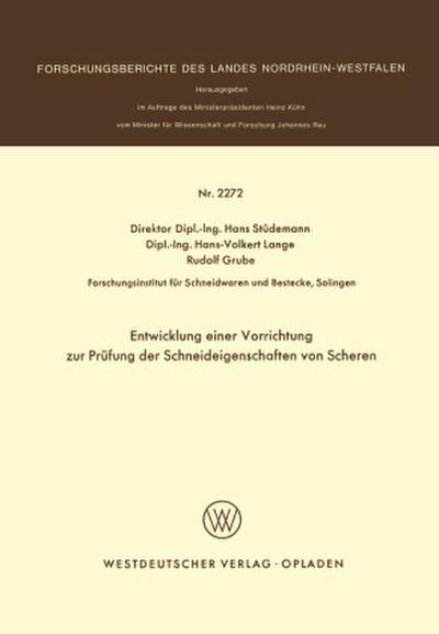 Entwicklung einer Vorrichtung zur Prüfung der Schneideigenschaften von Scheren