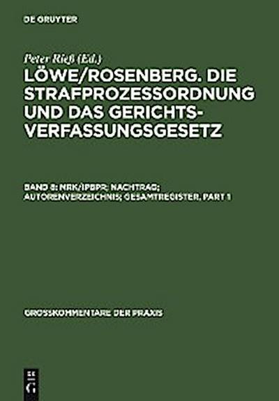 MRK/IPBPR; Nachtrag; Autorenverzeichnis; Gesamtregister