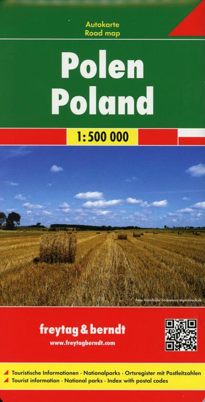 Polen, Autokarte 1:500.000: Touristische Informationen, Nationalparks, Ortregister m. Postleitzahlen (freytag & berndt Auto + Freizeitkarten)