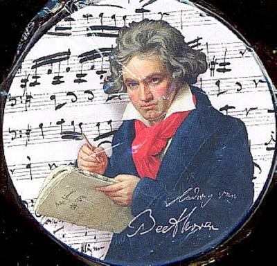 Untersetzer aus Metall/Kork 9 x 2 cm Beethoven
