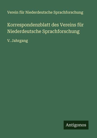 Korrespondenzblatt des Vereins für Niederdeutsche Sprachforschung
