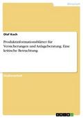 Produktinformationsblätter für Versicherungen und 