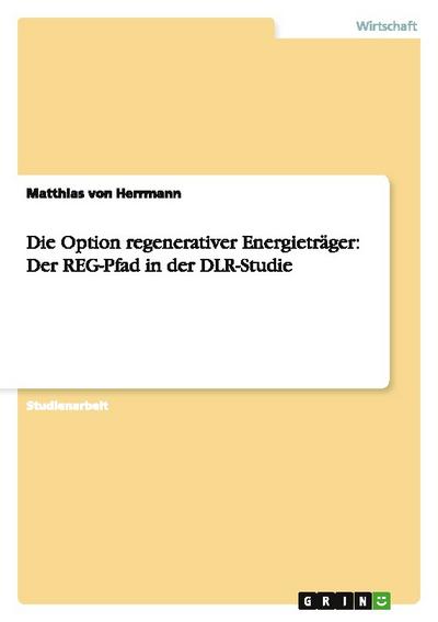 Die Option regenerativer Energieträger: Der REG-Pfad in der DLR-Studie