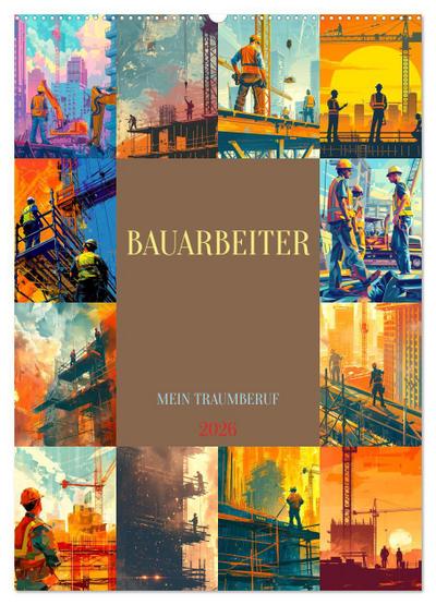 Bauarbeiter - Mein Traumberuf (Wandkalender 2026 DIN A2 hoch), CALVENDO Monatskalender